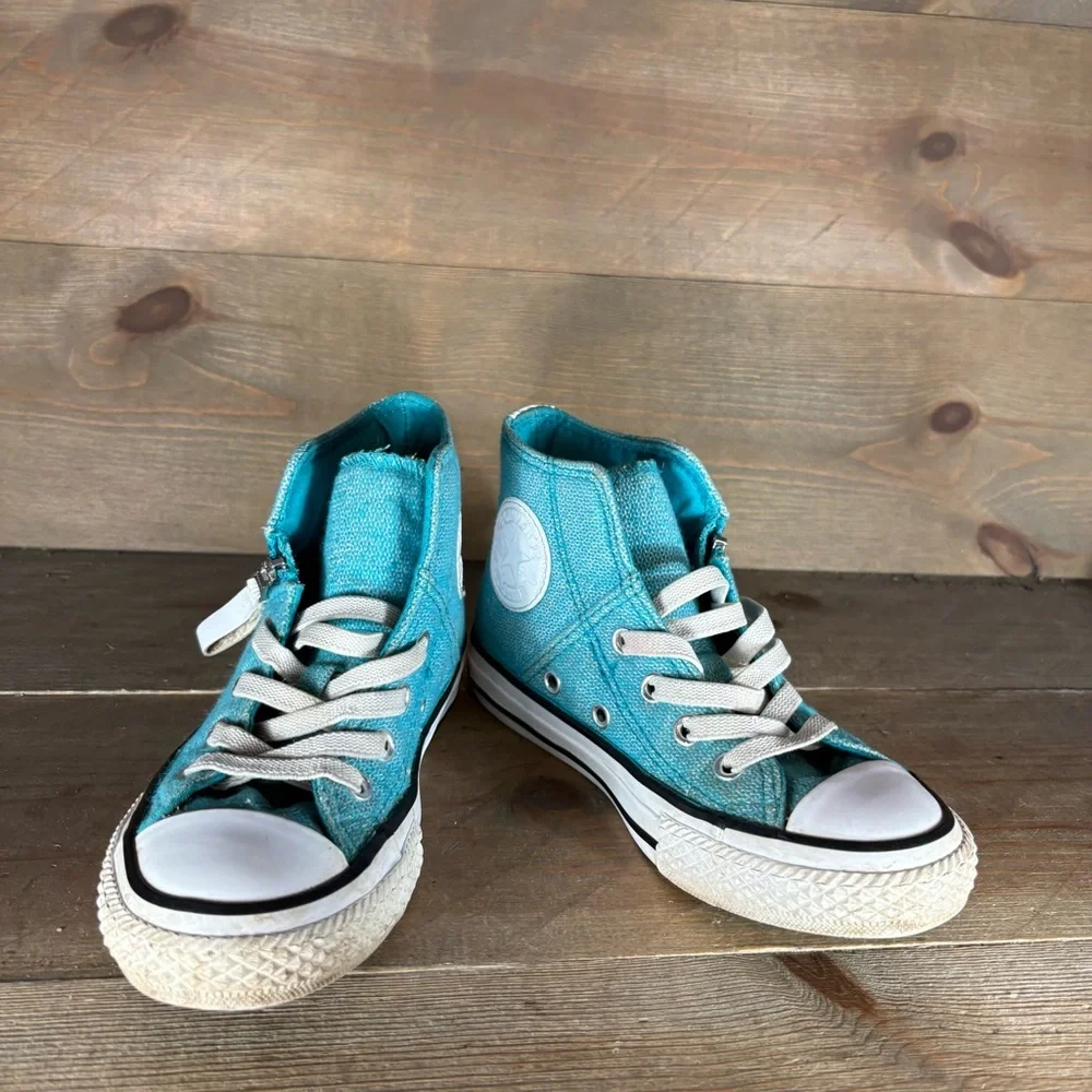converse all star chuck taylor kid youth size 11 shoe blue zip hightop sneaker